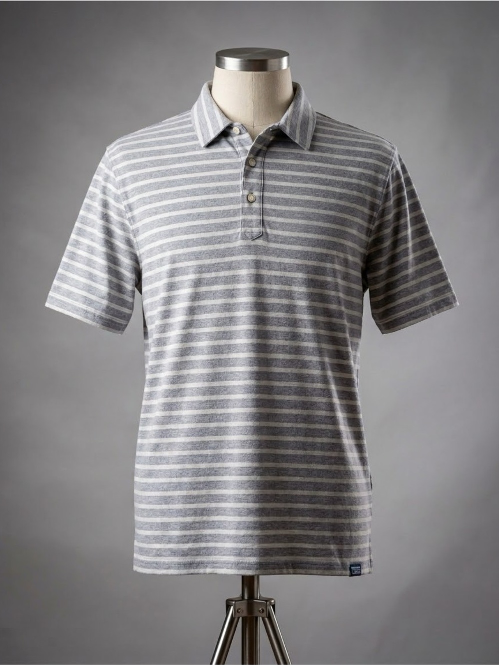L.L. Bean Men's Gray and White Striped Polo XL NWT